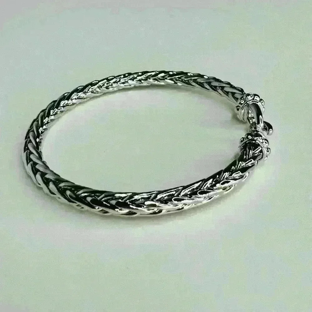 Braided Silver Hook Cable Bracelet - Picture 4 of 4